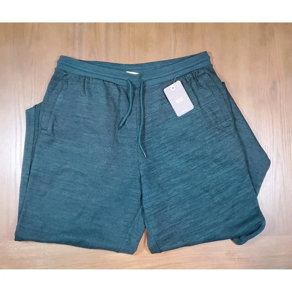 Levi's Men's‎ Heavyweight Size Large Green/Black Sweatpants Drawstring Pockets
